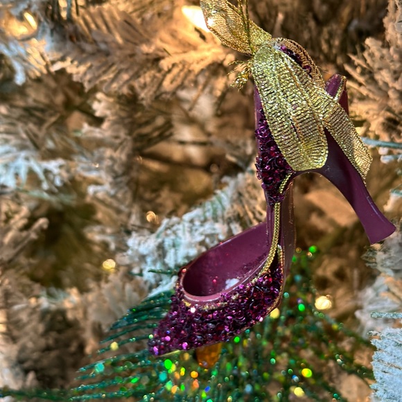 High Heel ornament Beaded Sparkle Sequins Holiday Christmas merlot wine Hallmark - Picture 11 of 14